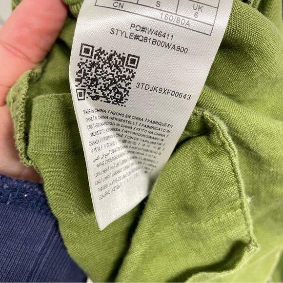 Guess Green Linen Drawstring Casual Pants Womens S Straight Leg Pull On Stretch - Picture 11 of 12